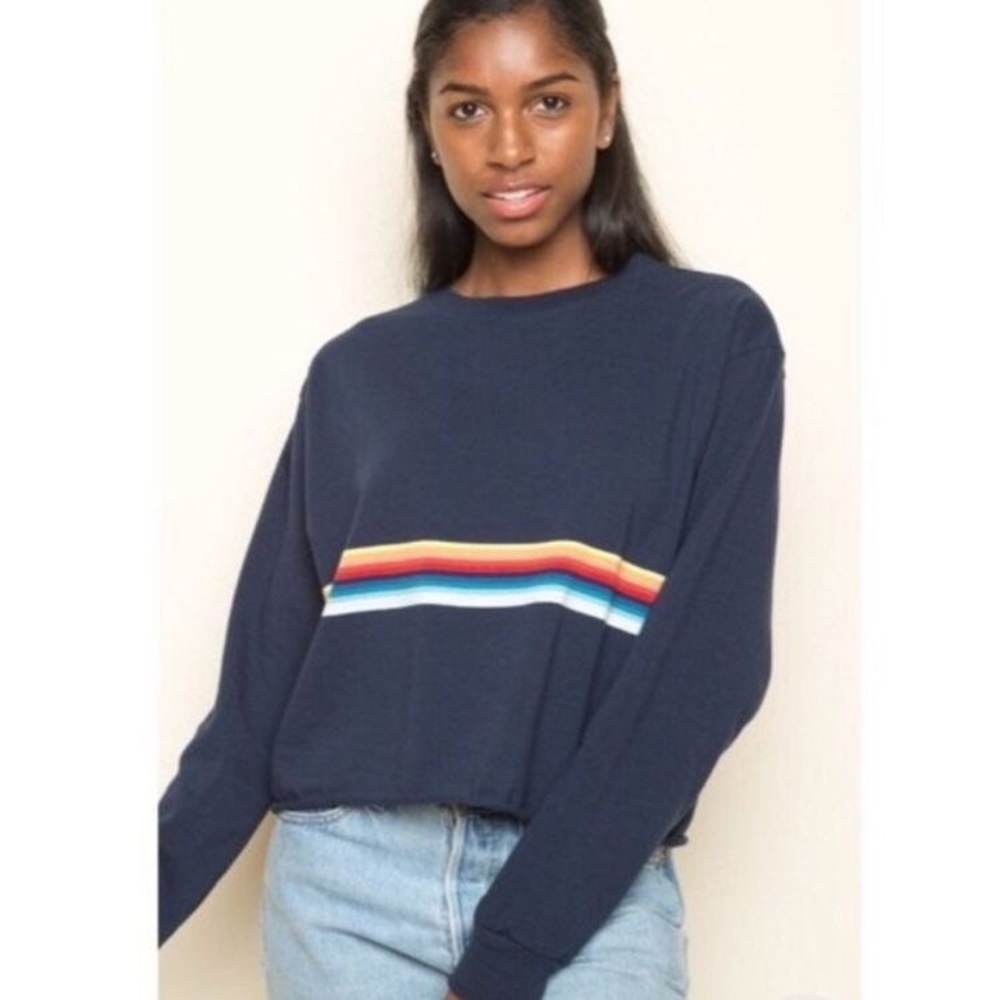 brandy melville navy blue rainbow long sleeve
